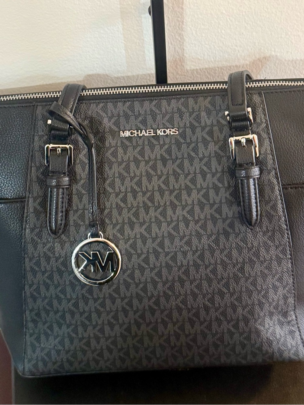 Michael Kors Charlotte Large Tote • Black MK Logo • NWT